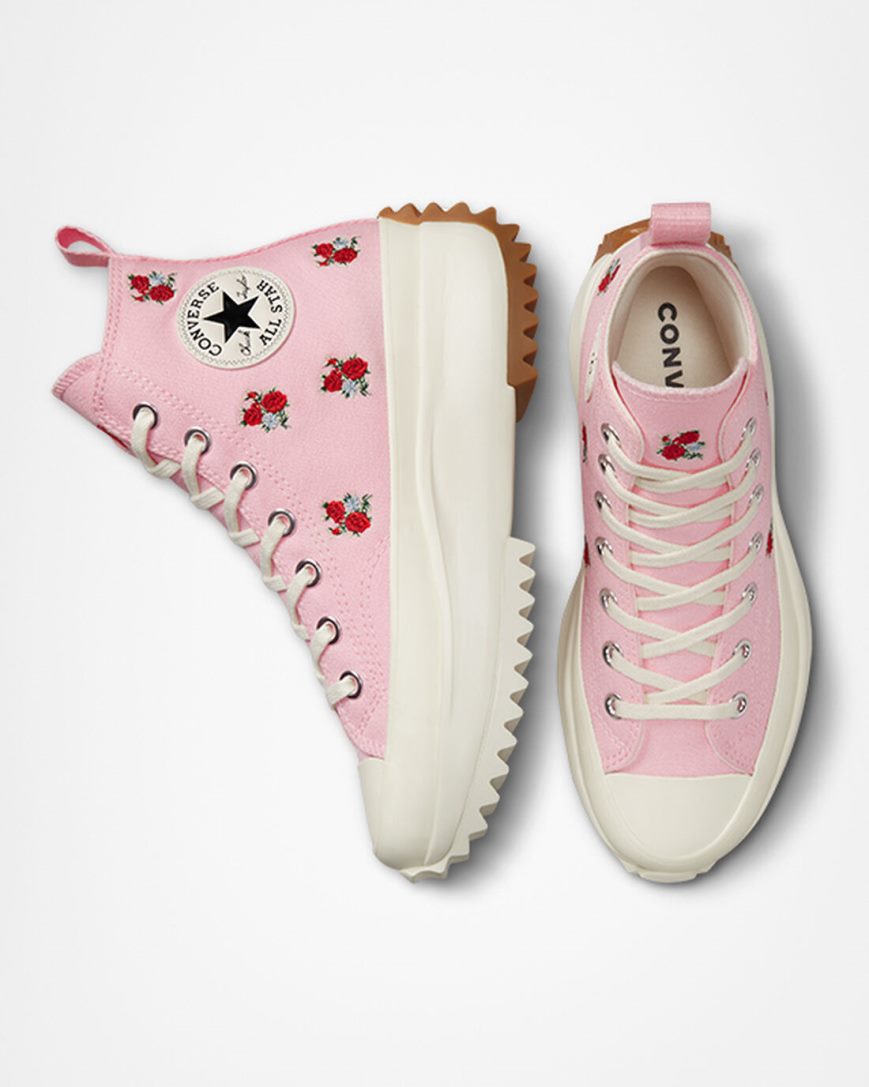 Men's Converse Run Star Hike Embroidered Floral High Top Platform Shoes Orange Pink / Red | AU 4C095A